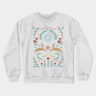 Folk Art Christmas Deer Crewneck Sweatshirt